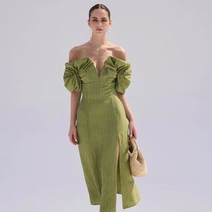 Cult Gaia Muna Front Slit Dress - Palm Sz 2